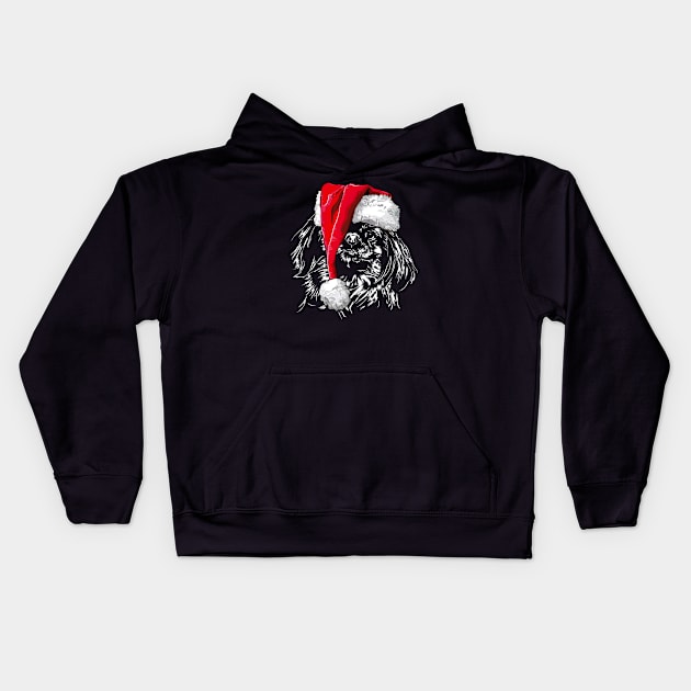 Funny Pekingese Santa Christmas dog mom Kids Hoodie by wilsigns